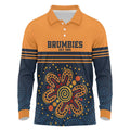 Australia Rugby Pacific Custom Long Sleeve Polo Shirt Super Brumby Aboriginal Dot Art