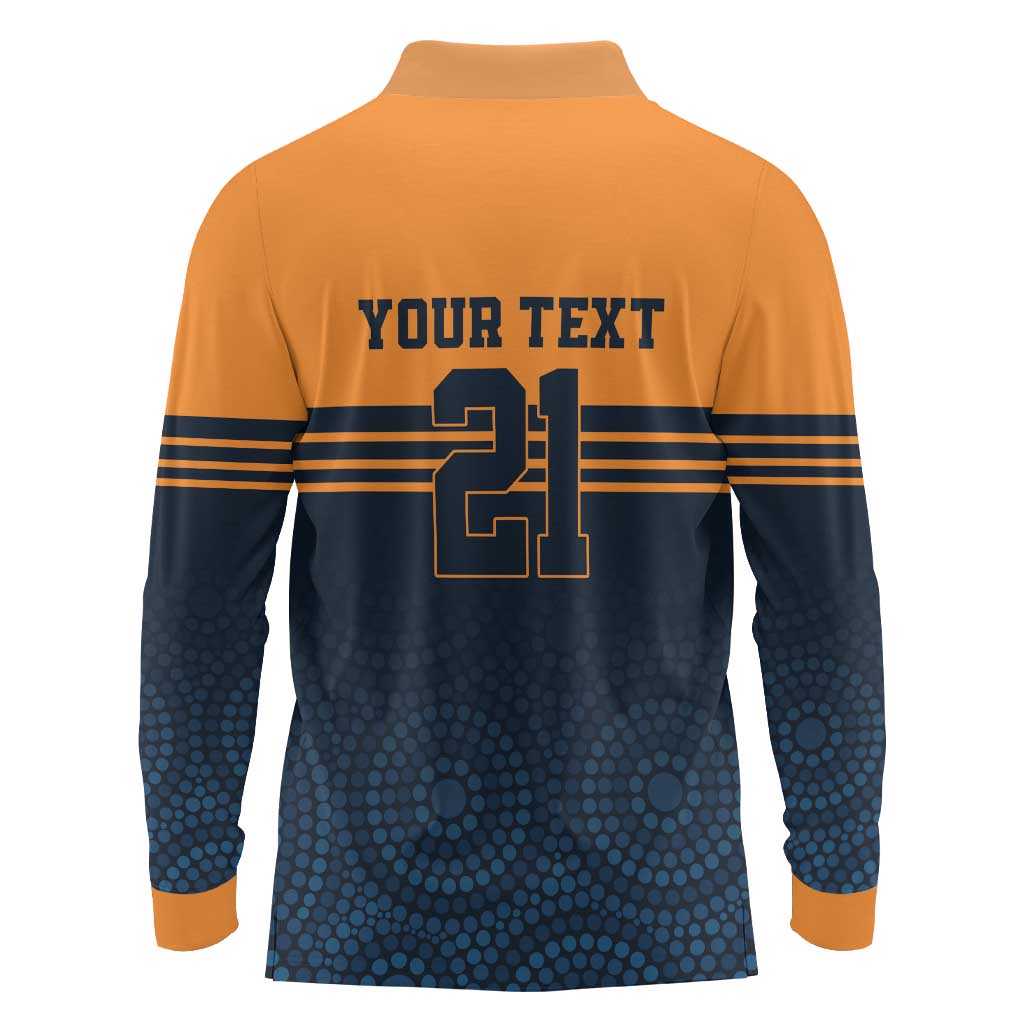 Australia Rugby Pacific Custom Long Sleeve Polo Shirt Super Brumby Aboriginal Dot Art