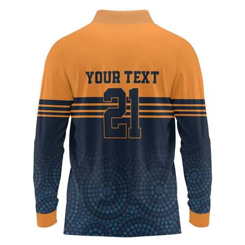 Australia Rugby Pacific Custom Long Sleeve Polo Shirt Super Brumby Aboriginal Dot Art