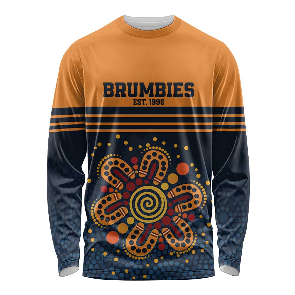 Australia Rugby Pacific Custom Long Sleeve Shirt Super Brumby Aboriginal Dot Art