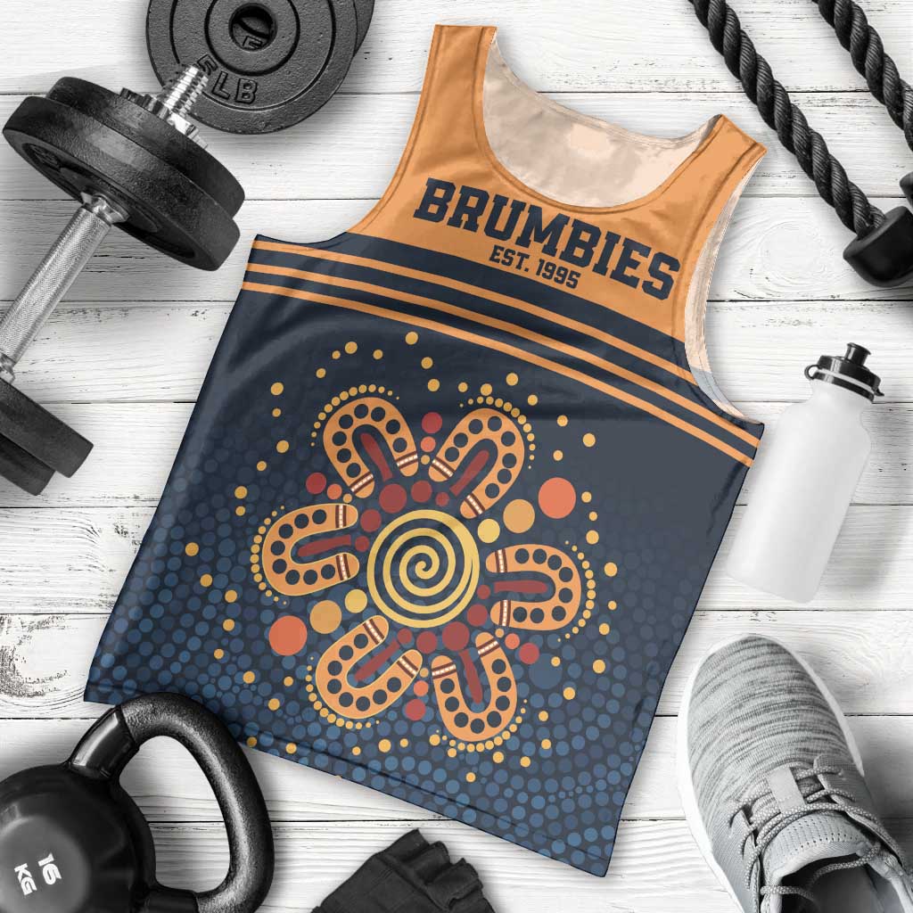 Australia Rugby Pacific Custom Men Tank Top Super Brumby Aboriginal Dot Art