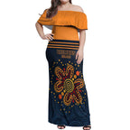 Australia Rugby Pacific Custom Off Shoulder Maxi Dress Super Brumby Aboriginal Dot Art