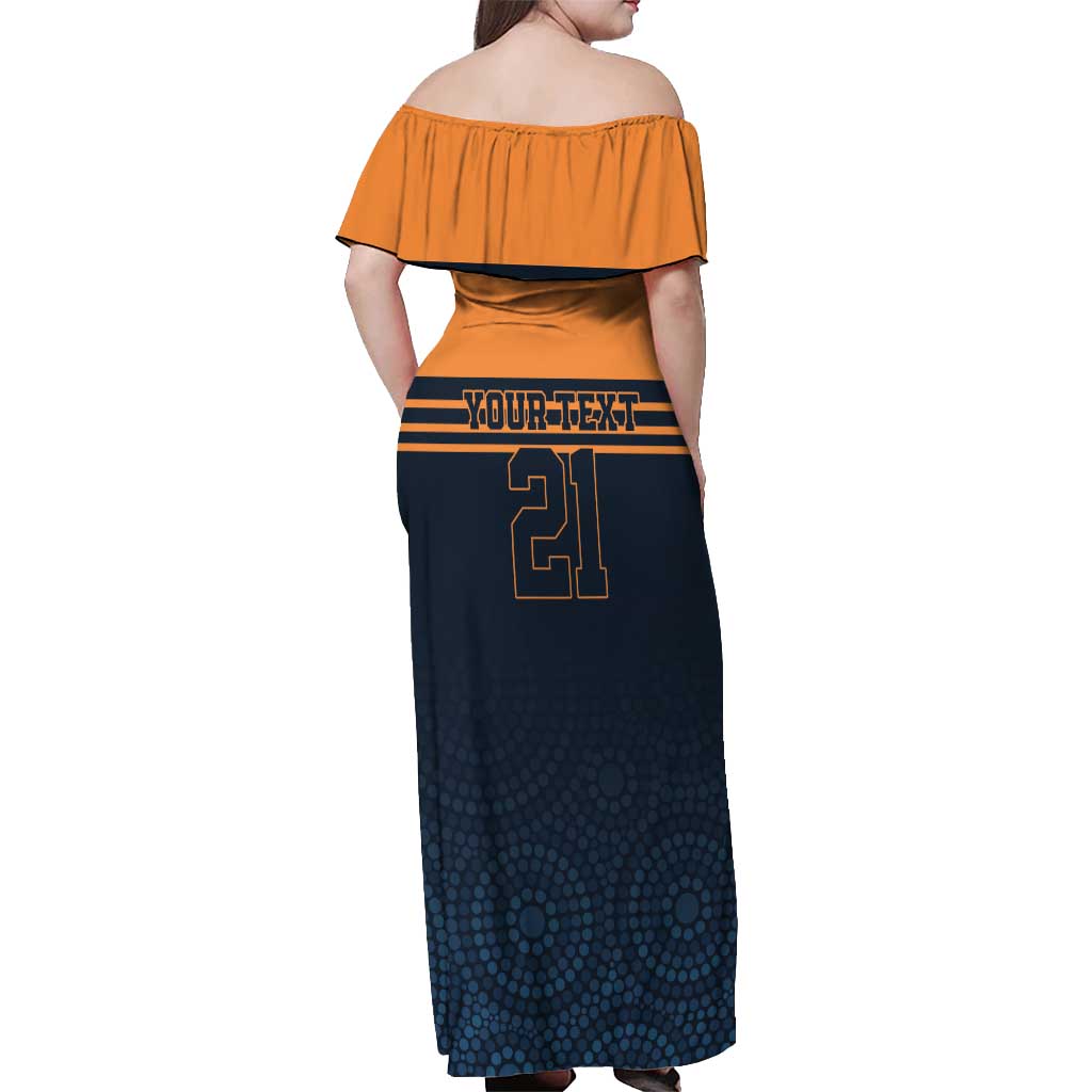 Australia Rugby Pacific Custom Off Shoulder Maxi Dress Super Brumby Aboriginal Dot Art