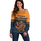 Australia Rugby Pacific Custom Off Shoulder Sweater Super Brumby Aboriginal Dot Art