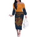 Australia Rugby Pacific Custom Off The Shoulder Long Sleeve Dress Super Brumby Aboriginal Dot Art