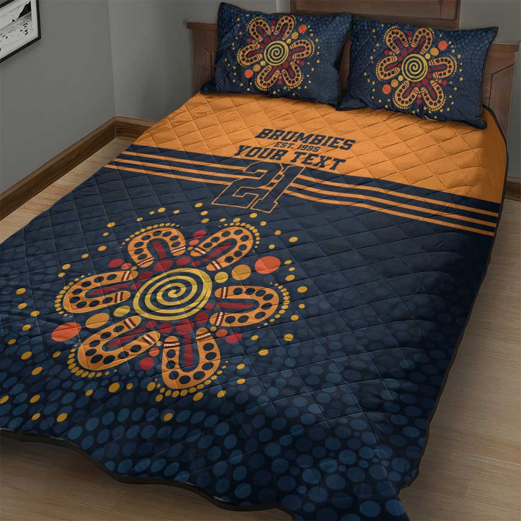 Australia Rugby Pacific Custom Quilt Bed Set Super Brumby Aboriginal Dot Art