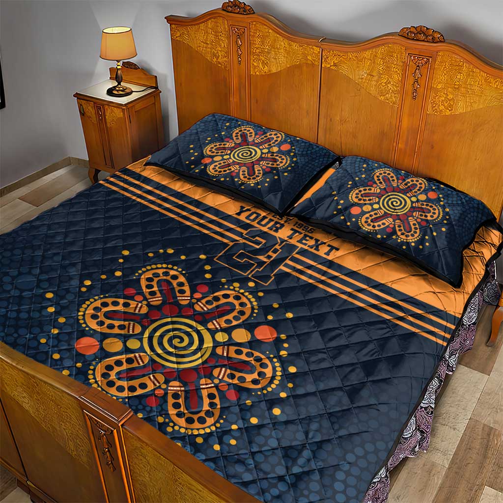 Australia Rugby Pacific Custom Quilt Bed Set Super Brumby Aboriginal Dot Art
