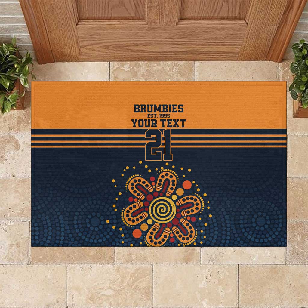 Australia Rugby Pacific Custom Rubber Doormat Super Brumby Aboriginal Dot Art