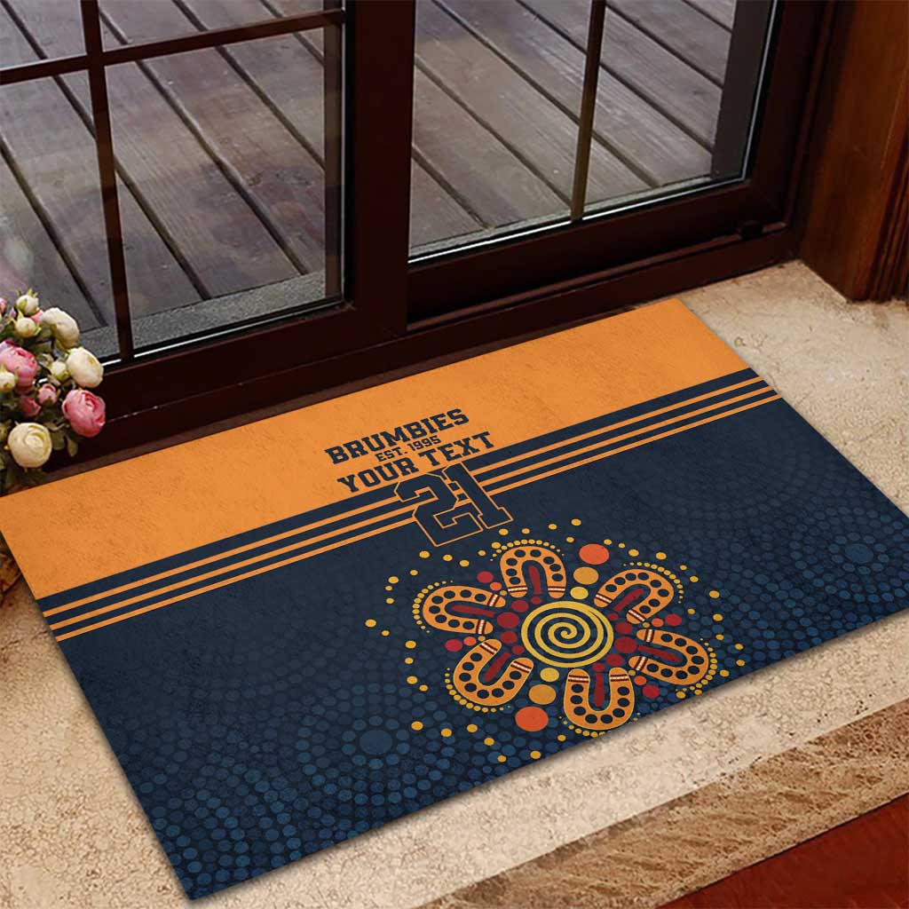 Australia Rugby Pacific Custom Rubber Doormat Super Brumby Aboriginal Dot Art