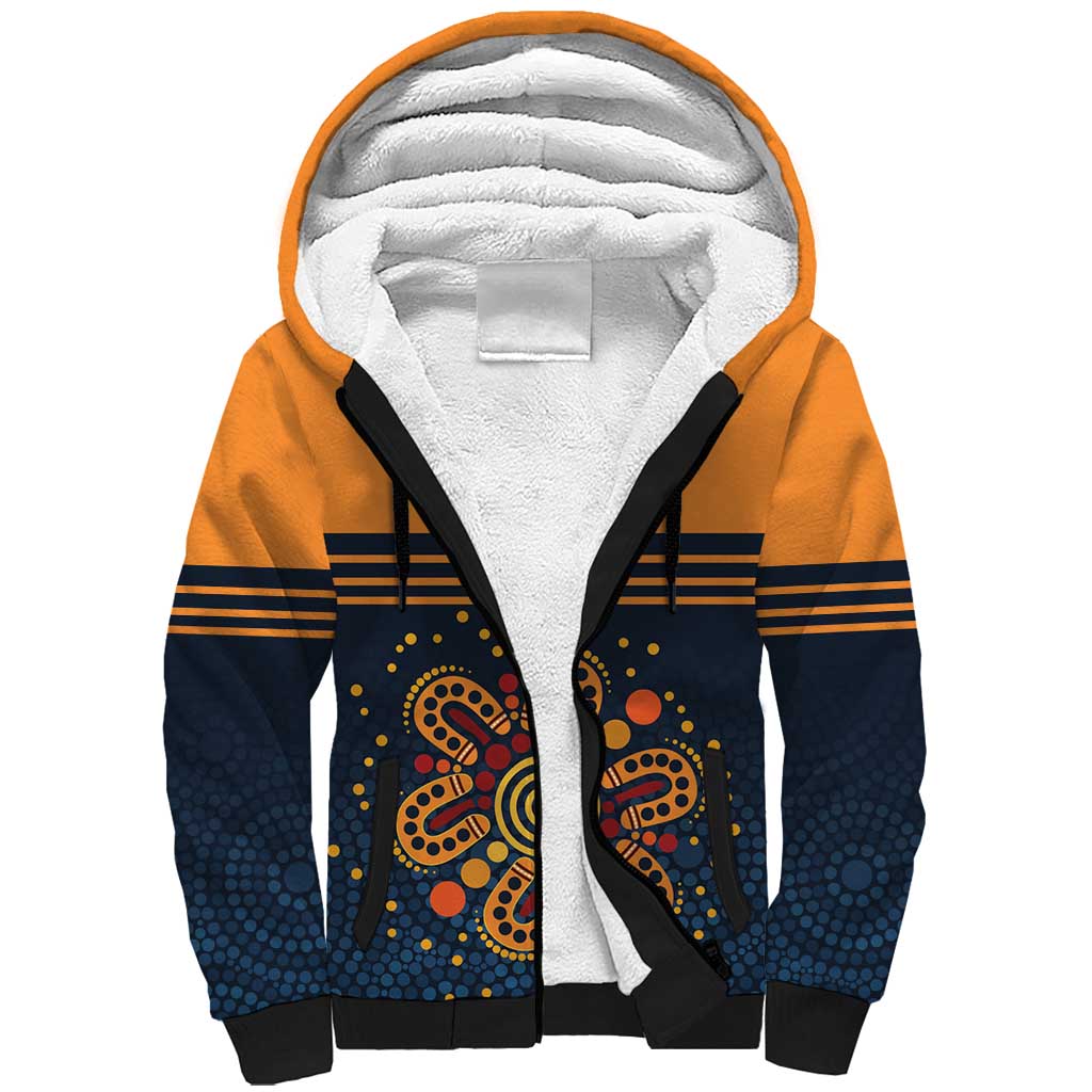Australia Rugby Pacific Custom Sherpa Hoodie Super Brumby Aboriginal Dot Art