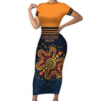 Australia Rugby Pacific Custom Short Sleeve Bodycon Dress Super Brumby Aboriginal Dot Art