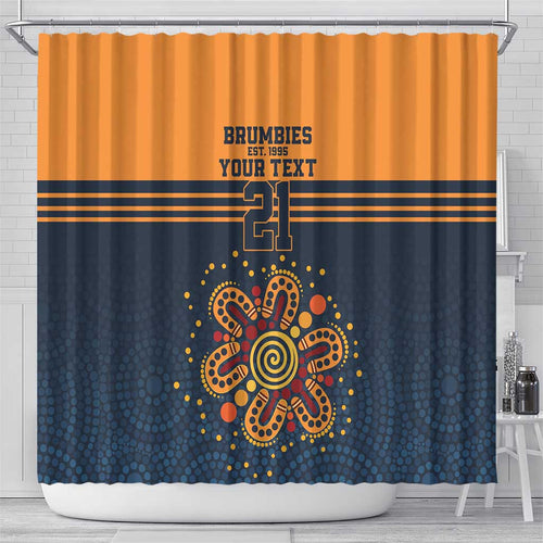 Australia Rugby Pacific Custom Shower Curtain Super Brumby Aboriginal Dot Art