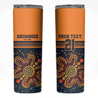 Australia Rugby Pacific Custom Skinny Tumbler Super Brumby Aboriginal Dot Art