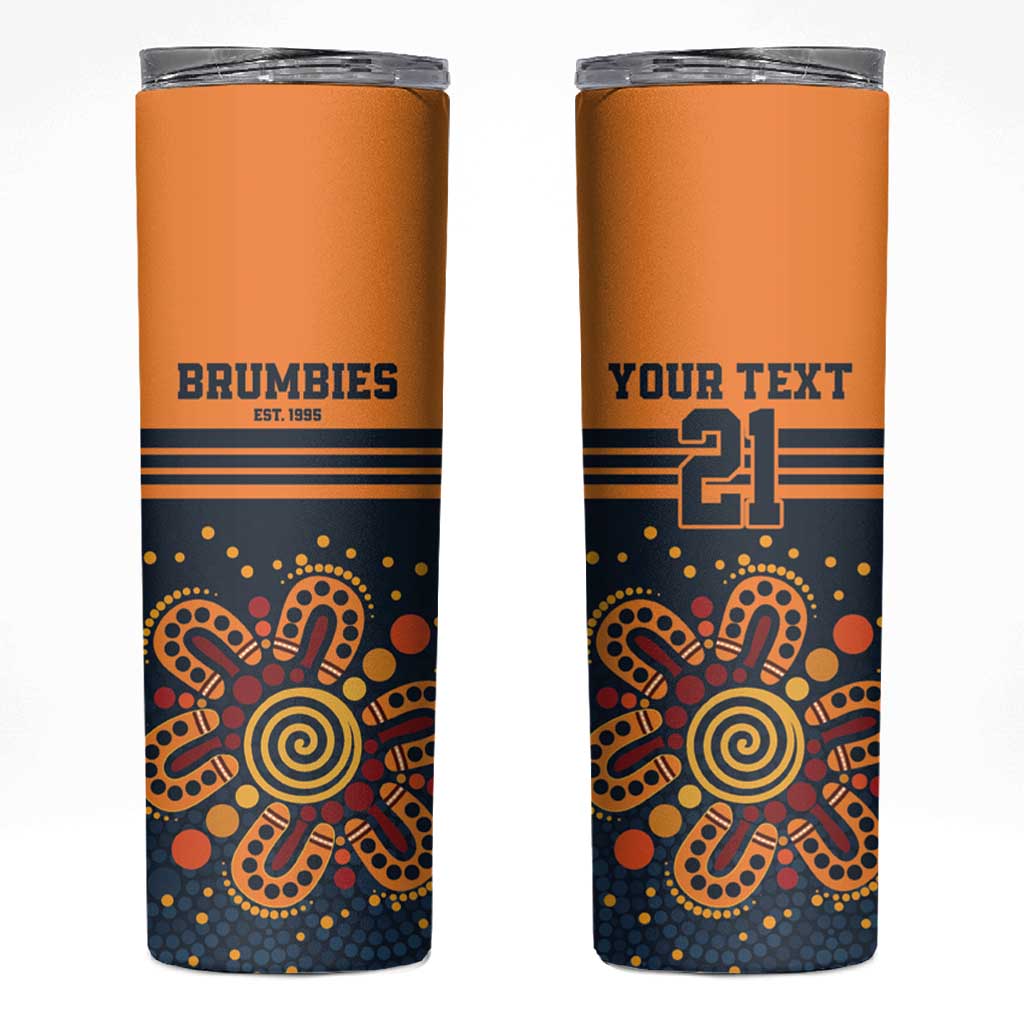 Australia Rugby Pacific Custom Skinny Tumbler Super Brumby Aboriginal Dot Art