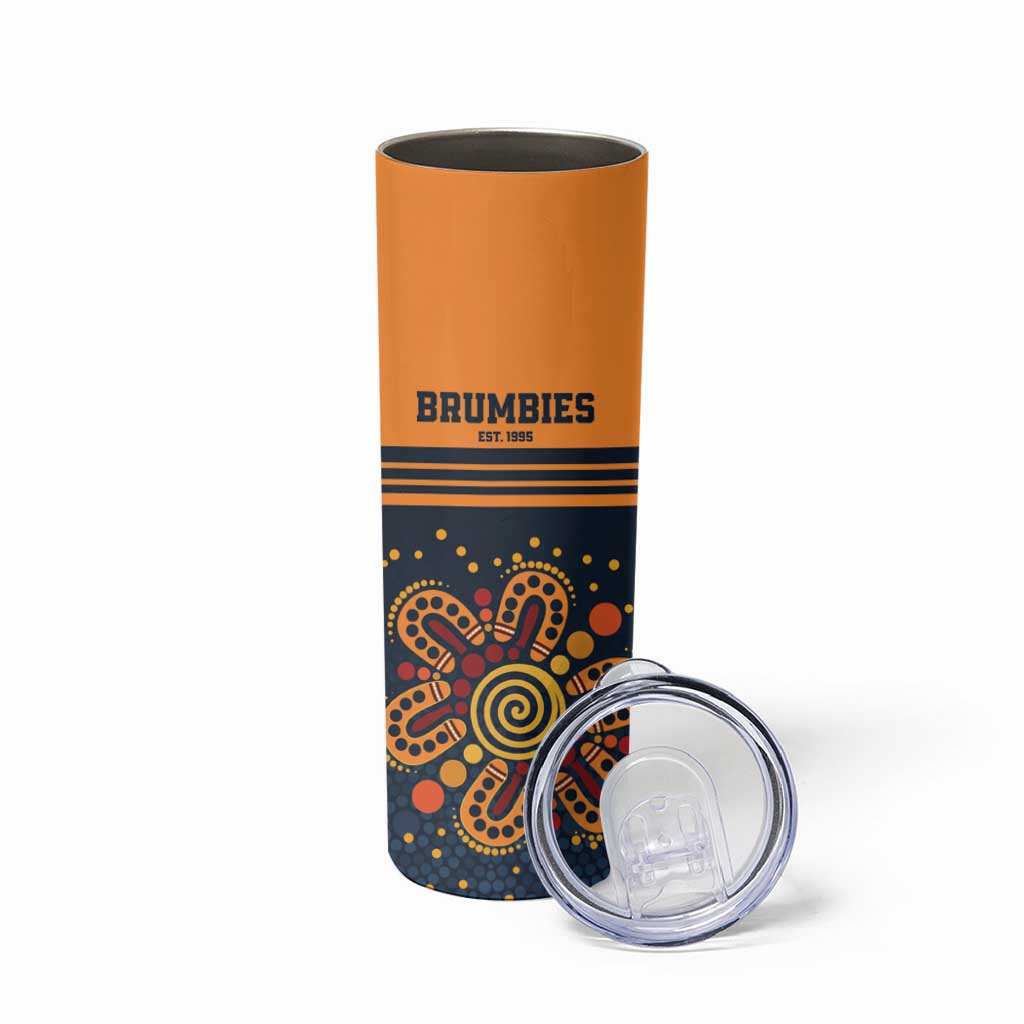 Australia Rugby Pacific Custom Skinny Tumbler Super Brumby Aboriginal Dot Art