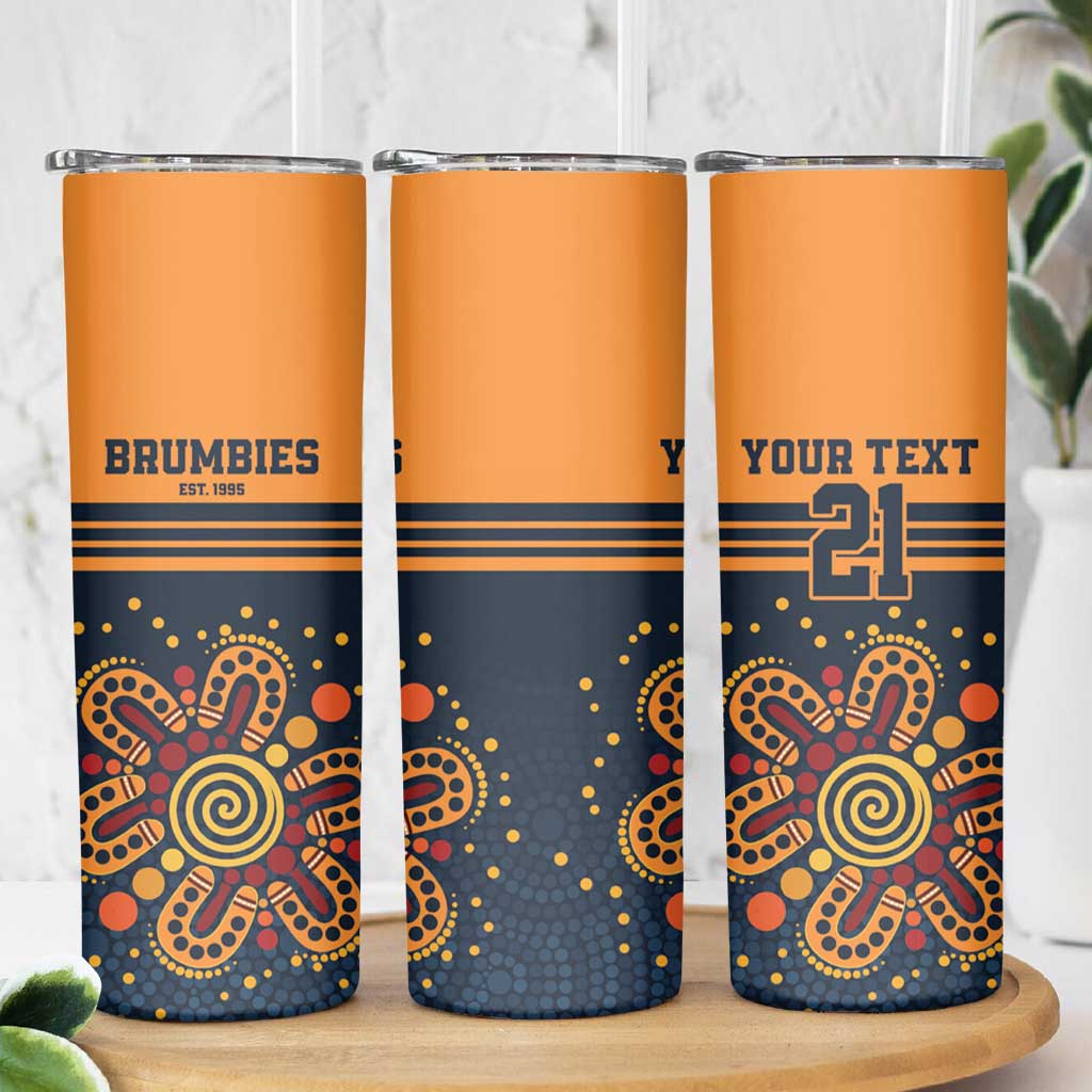 Australia Rugby Pacific Custom Skinny Tumbler Super Brumby Aboriginal Dot Art