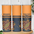 Australia Rugby Pacific Custom Skinny Tumbler Super Brumby Aboriginal Dot Art
