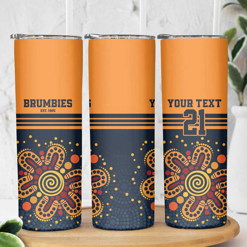 Australia Rugby Pacific Custom Skinny Tumbler Super Brumby Aboriginal Dot Art