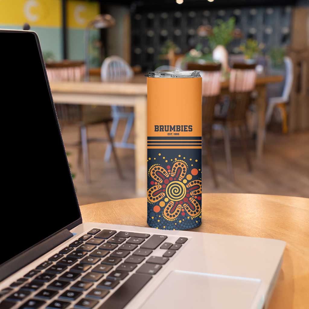 Australia Rugby Pacific Custom Skinny Tumbler Super Brumby Aboriginal Dot Art