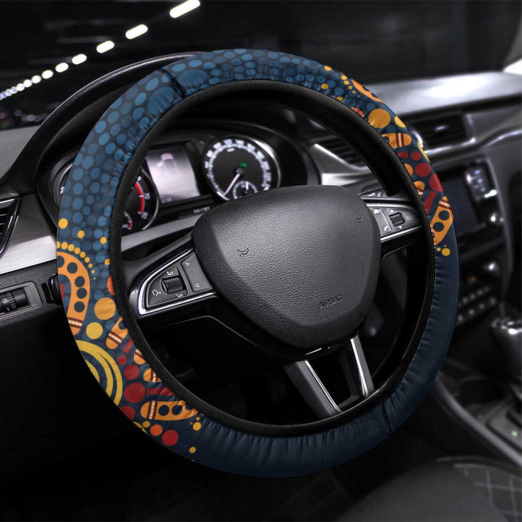 Australia Rugby Pacific Steering Wheel Cover Super Brumby Aboriginal Dot Art
