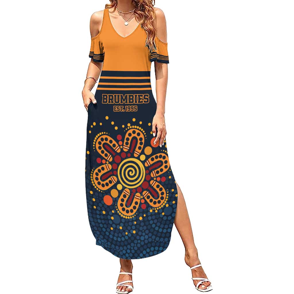 Australia Rugby Pacific Custom Summer Maxi Dress Super Brumby Aboriginal Dot Art