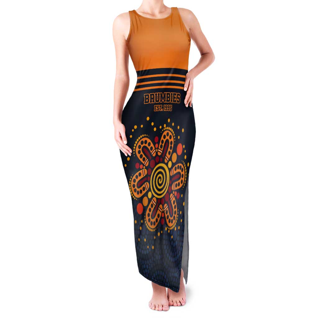 Australia Rugby Pacific Custom Tank Maxi Dress Super Brumby Aboriginal Dot Art