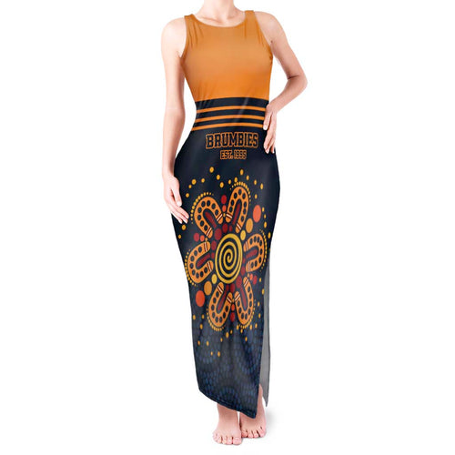 Australia Rugby Pacific Custom Tank Maxi Dress Super Brumby Aboriginal Dot Art