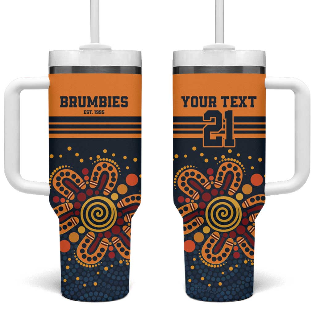 Australia Rugby Pacific Custom Tumbler With Handle Super Brumby Aboriginal Dot Art