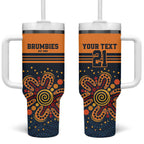 Australia Rugby Pacific Custom Tumbler With Handle Super Brumby Aboriginal Dot Art