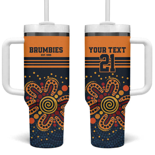 Australia Rugby Pacific Custom Tumbler With Handle Super Brumby Aboriginal Dot Art