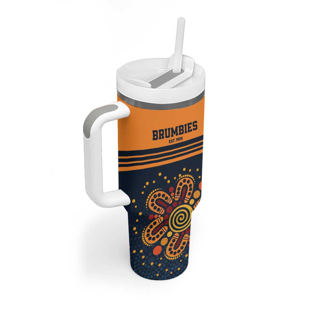 Australia Rugby Pacific Custom Tumbler With Handle Super Brumby Aboriginal Dot Art