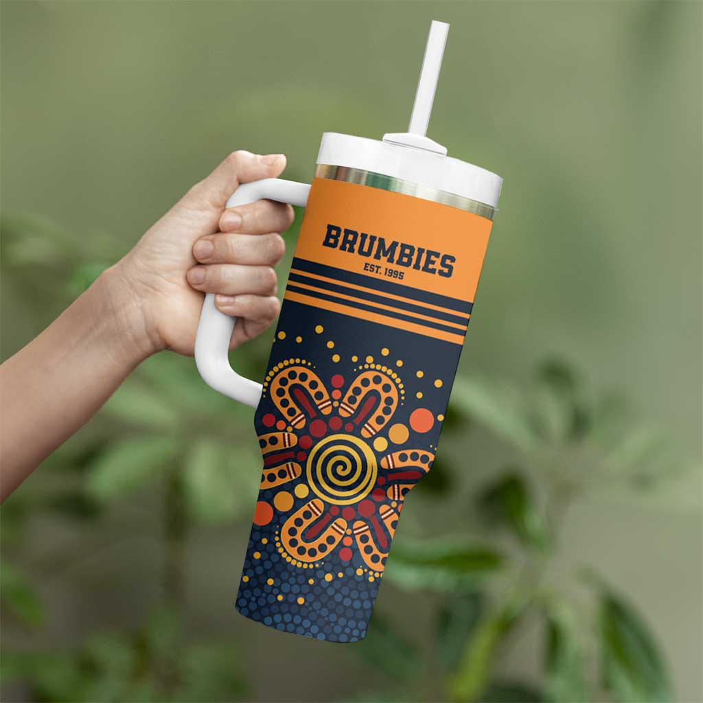 Australia Rugby Pacific Custom Tumbler With Handle Super Brumby Aboriginal Dot Art