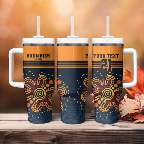 Australia Rugby Pacific Custom Tumbler With Handle Super Brumby Aboriginal Dot Art