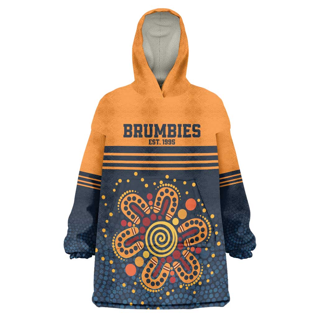 Australia Rugby Pacific Custom Wearable Blanket Hoodie Super Brumby Aboriginal Dot Art