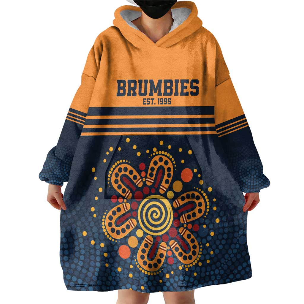 Australia Rugby Pacific Custom Wearable Blanket Hoodie Super Brumby Aboriginal Dot Art