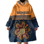 Australia Rugby Pacific Custom Wearable Blanket Hoodie Super Brumby Aboriginal Dot Art