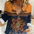 Australia Rugby Pacific Custom Women Casual Shirt Super Brumby Aboriginal Dot Art