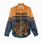 Australia Rugby Pacific Custom Women Casual Shirt Super Brumby Aboriginal Dot Art
