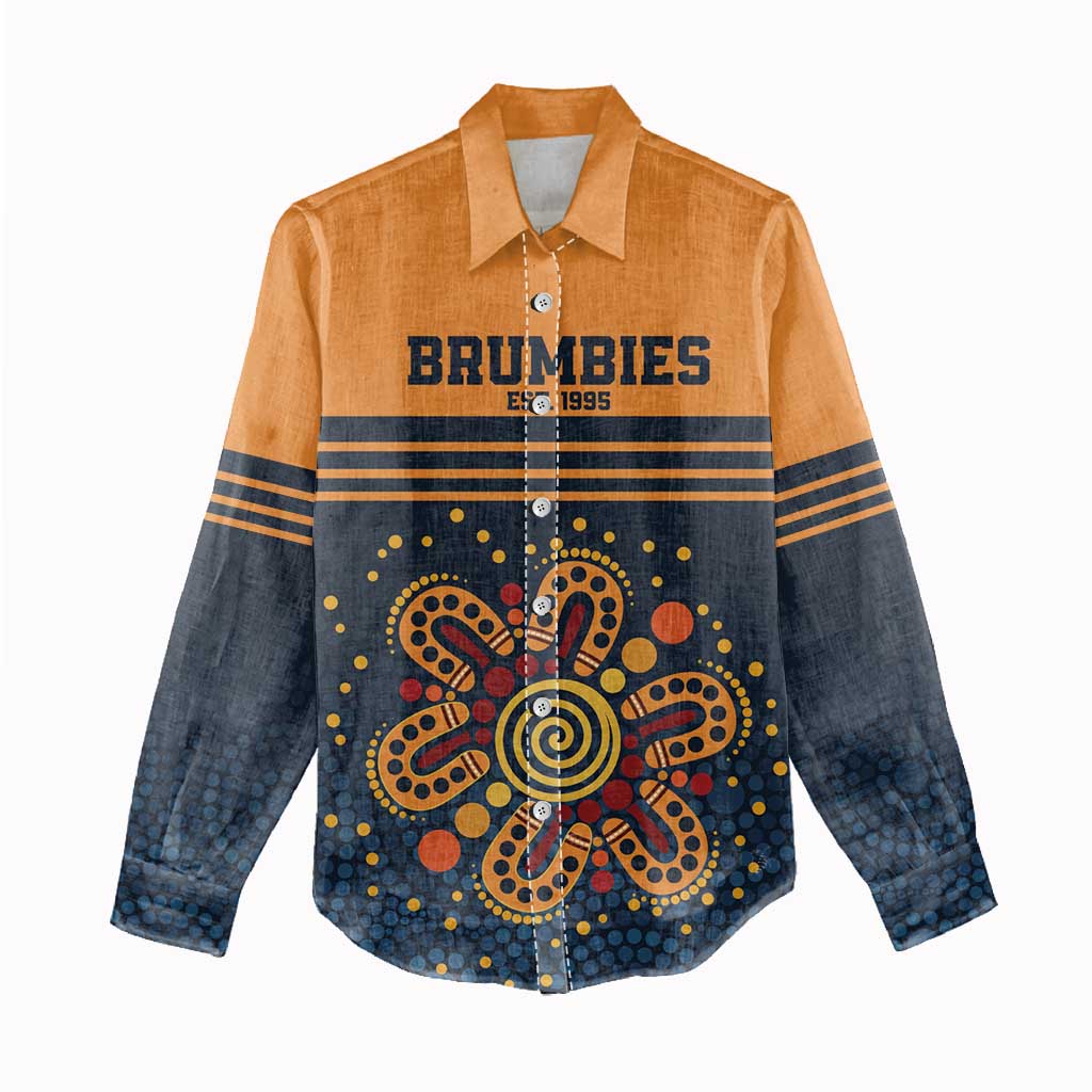 Australia Rugby Pacific Custom Women Casual Shirt Super Brumby Aboriginal Dot Art