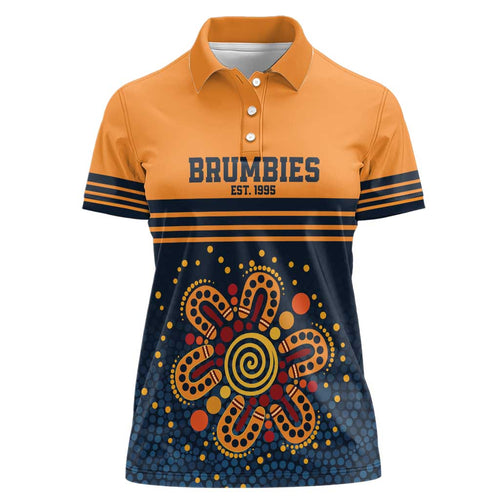 Australia Rugby Pacific Custom Women Polo Shirt Super Brumby Aboriginal Dot Art