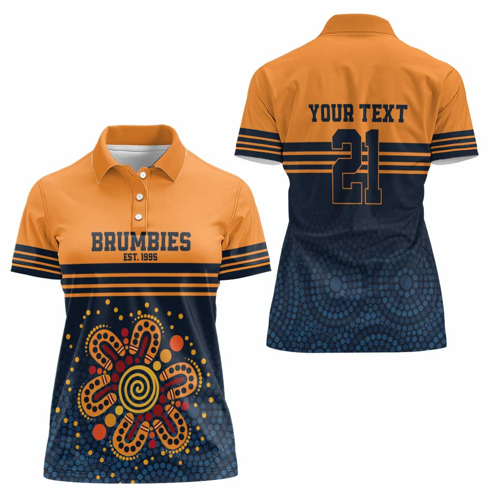 Australia Rugby Pacific Custom Women Polo Shirt Super Brumby Aboriginal Dot Art