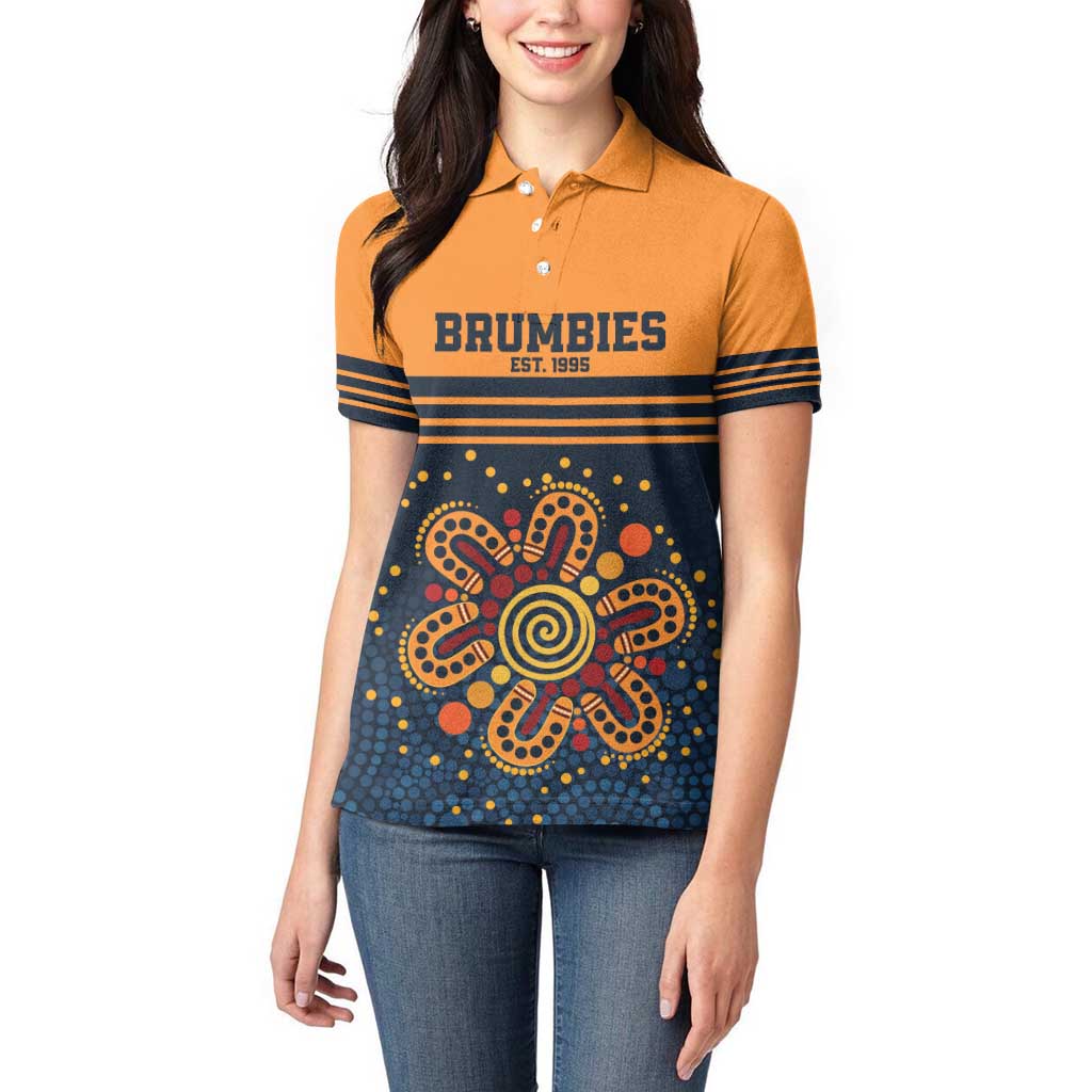 Australia Rugby Pacific Custom Women Polo Shirt Super Brumby Aboriginal Dot Art