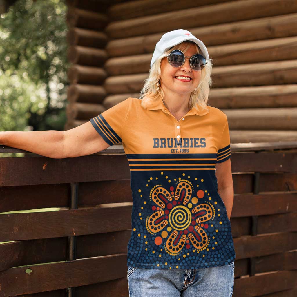 Australia Rugby Pacific Custom Women Polo Shirt Super Brumby Aboriginal Dot Art