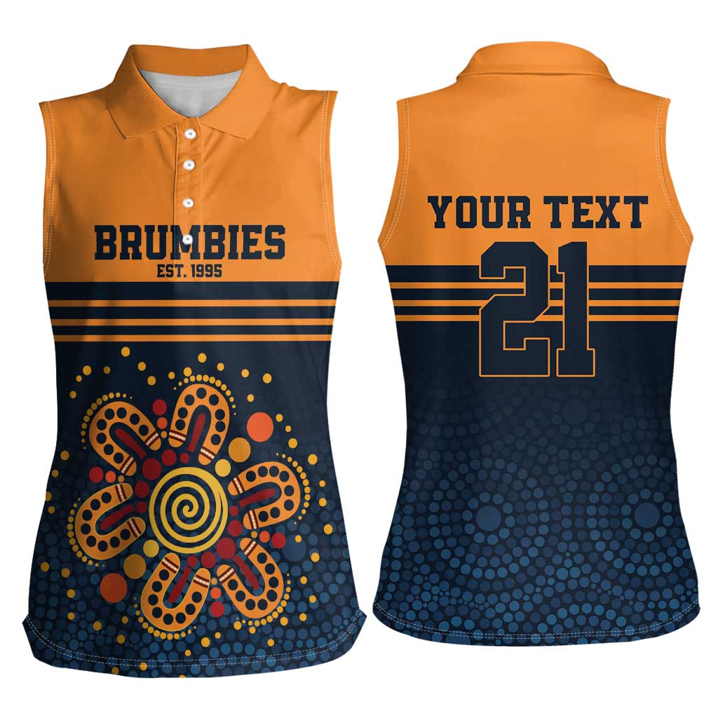 Australia Rugby Pacific Custom Women Sleeveless Polo Shirt Super Brumby Aboriginal Dot Art