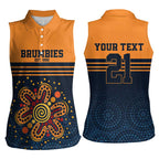 Australia Rugby Pacific Custom Women Sleeveless Polo Shirt Super Brumby Aboriginal Dot Art