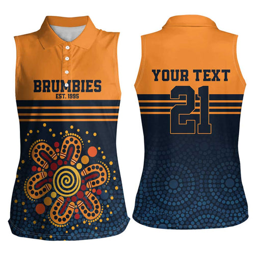 Australia Rugby Pacific Custom Women Sleeveless Polo Shirt Super Brumby Aboriginal Dot Art
