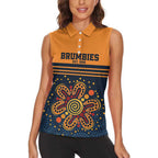 Australia Rugby Pacific Custom Women Sleeveless Polo Shirt Super Brumby Aboriginal Dot Art