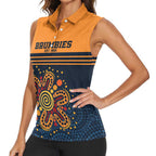 Australia Rugby Pacific Custom Women Sleeveless Polo Shirt Super Brumby Aboriginal Dot Art