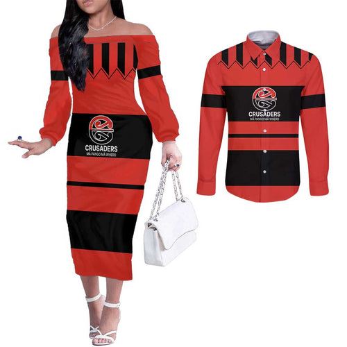 New Zealand Rugby Pacific Custom Couples Matching Off The Shoulder Long Sleeve Dress and Long Sleeve Button Shirt Whatumoana Classic Retro 2025