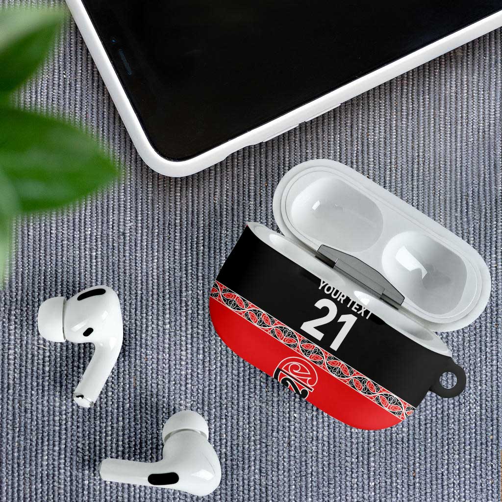 New Zealand Rugby Pacific Custom AirPods Case Whatumoana Maori Kowhaiwhai Pattern - Aussie Hoodie